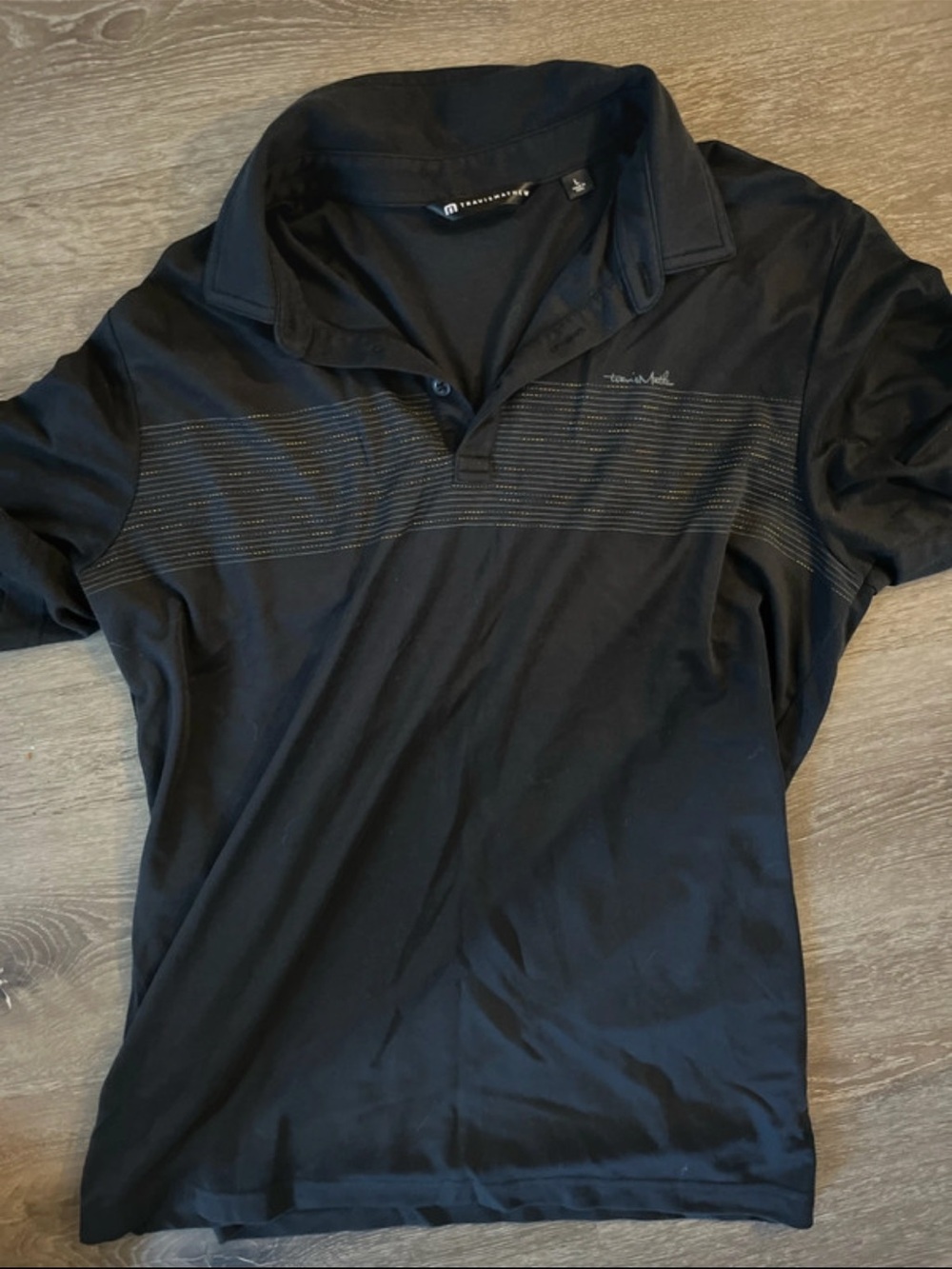 Travis Mathew Black Men's Short-Sleeve Polo with Subtle Horizontal Stripe